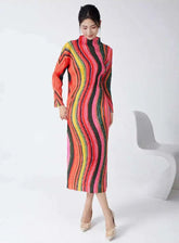 Luxury Plissé Pleated Midi Dress